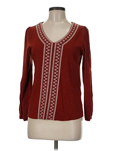 Pre-owned Daniel Rainn Long Sleeve Blouse In Burgundy