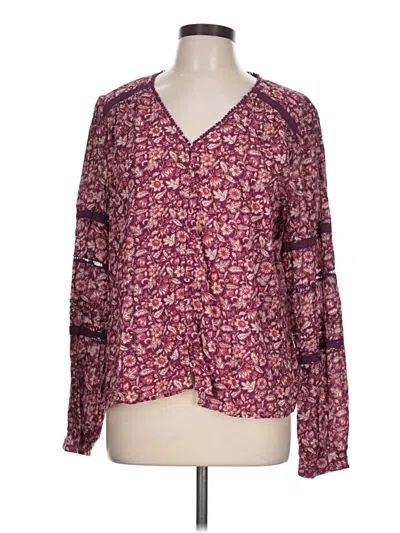 Pre-owned Daniel Rainn Long Sleeve Blouse In Burgundy