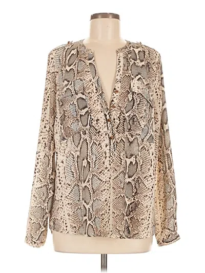 Pre-owned Daniel Rainn Long Sleeve Blouse In Gold