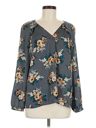Pre-owned Daniel Rainn Long Sleeve Blouse In Gray