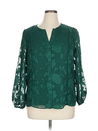 Pre-owned Daniel Rainn Long Sleeve Blouse In Green