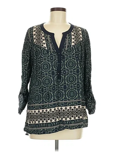 Pre-owned Daniel Rainn Long Sleeve Blouse In Green