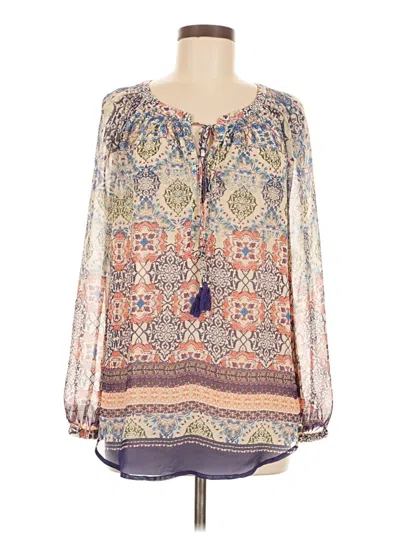 Pre-owned Daniel Rainn Long Sleeve Blouse In Purple