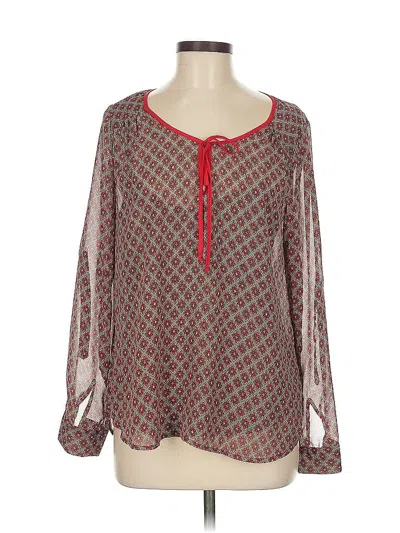 Pre-owned Daniel Rainn Long Sleeve Blouse In Red