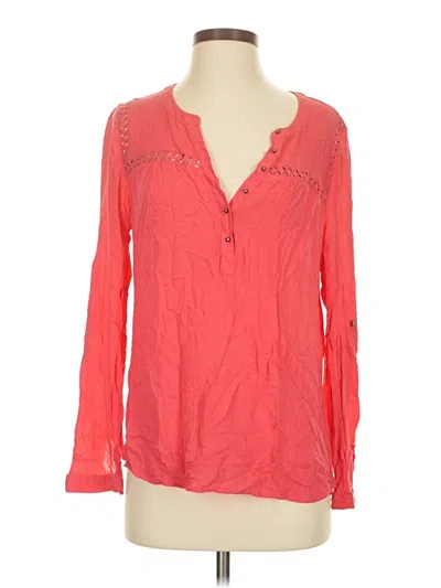 Pre-owned Daniel Rainn Long Sleeve Blouse In Red
