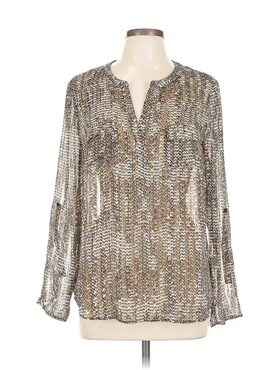 Pre-owned Daniel Rainn Long Sleeve Blouse In Silver