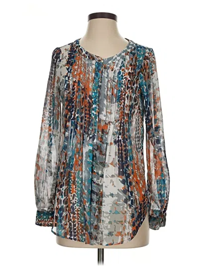 Pre-owned Daniel Rainn Long Sleeve Blouse In Teal