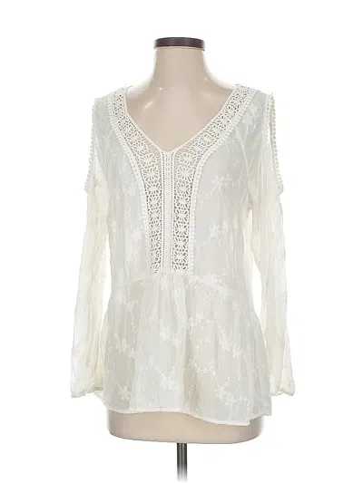 Pre-owned Daniel Rainn Long Sleeve Blouse In White