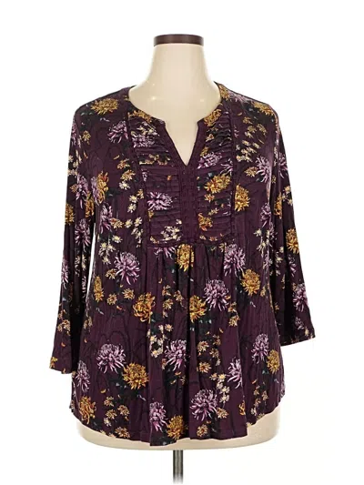 Pre-owned Daniel Rainn Long Sleeve Henley Shirt In Purple