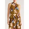 Daniel Rainn Mock Neck Sleeveless Top In Brown