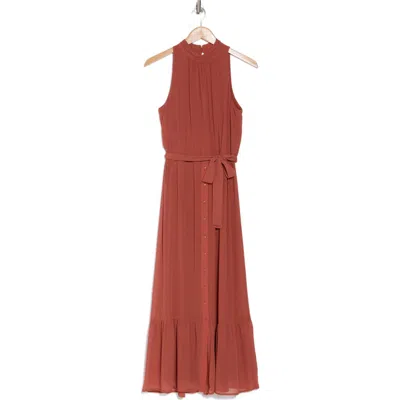 Daniel Rainn Mock Neck Tie Waist Dress