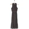 Daniel Rainn Mock Neck Tie Waist Dress