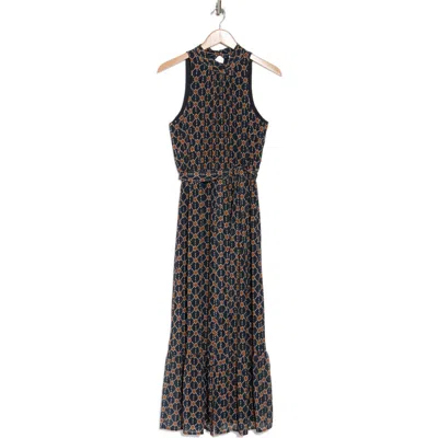 Daniel Rainn Mock Neck Tie Waist Dress