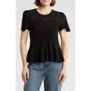 Daniel Rainn Openwork Peplum Top In Black