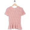 Daniel Rainn Openwork Peplum Top In Pink