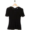 Daniel Rainn Openwork Peplum Top In Black