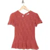 Daniel Rainn Openwork Peplum Top In Q095 Washed Rouge
