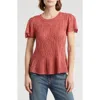 Daniel Rainn Openwork Peplum Top In Washed Rouge