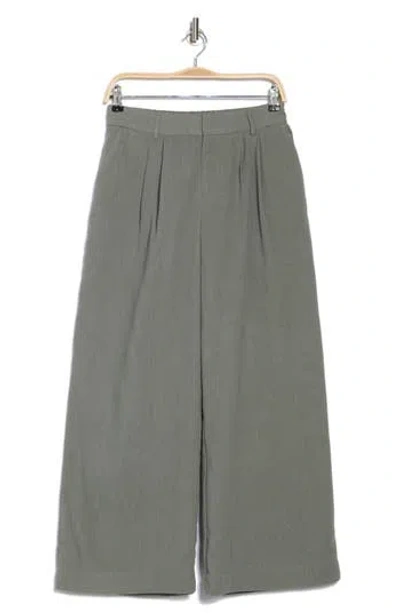 Daniel Rainn Pleated Front Wide Leg Pants In Washed Agave Green