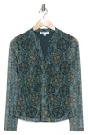 Daniel Rainn Ruched Button-up Shirt In Teal