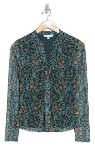 Daniel Rainn Ruched Button-up Shirt In Teal
