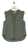 Daniel Rainn Ruffle Button-up Top In Washed Agave Green