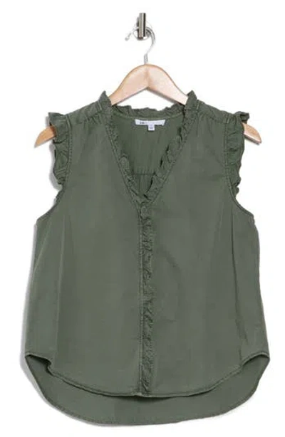 Daniel Rainn Ruffle Button-up Top In Washed Agave Green