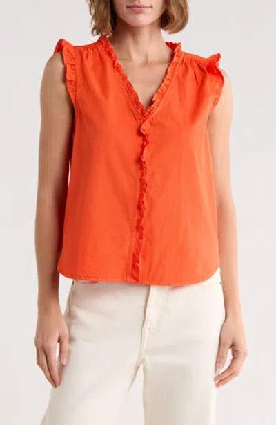 Daniel Rainn Ruffle Button-up Top In Orange