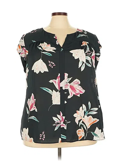 Pre-owned Daniel Rainn Short Sleeve Blouse In Black