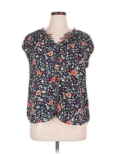 Pre-owned Daniel Rainn Short Sleeve Blouse In Black