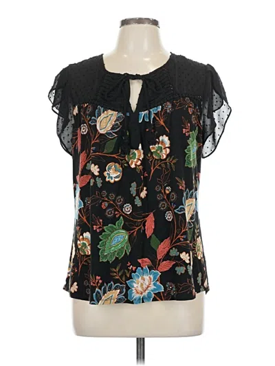Pre-owned Daniel Rainn Short Sleeve Blouse In Black