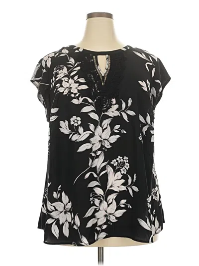 Pre-owned Daniel Rainn Short Sleeve Blouse In Black