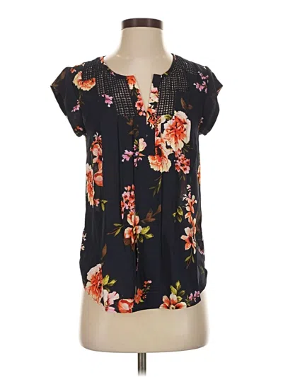 Pre-owned Daniel Rainn Short Sleeve Blouse In Black