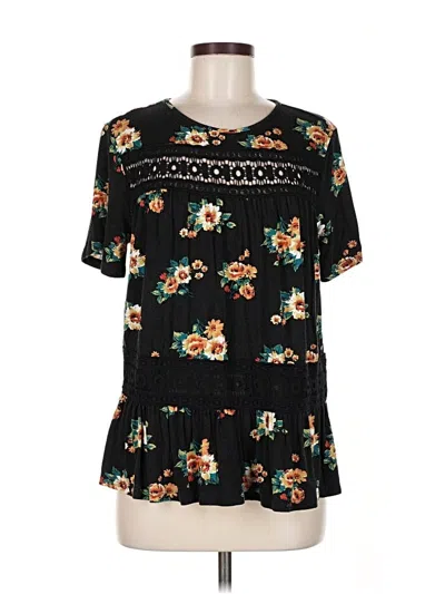 Pre-owned Daniel Rainn Short Sleeve Blouse In Black