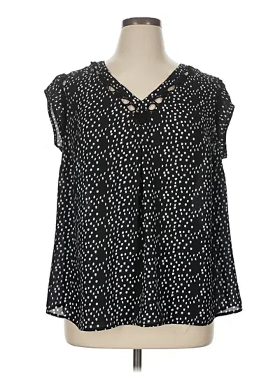 Pre-owned Daniel Rainn Short Sleeve Blouse In Black