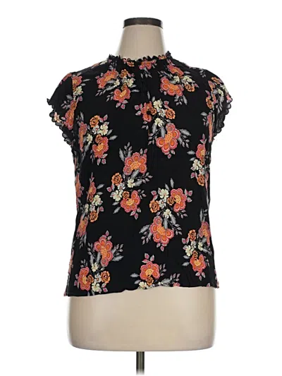 Pre-owned Daniel Rainn Short Sleeve Blouse In Black