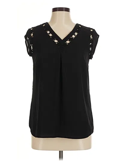 Pre-owned Daniel Rainn Short Sleeve Blouse In Black
