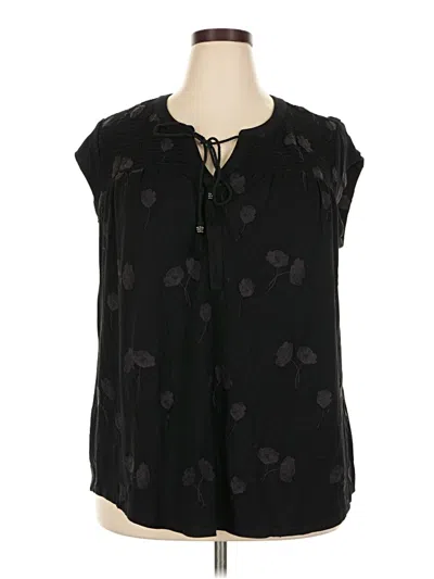 Pre-owned Daniel Rainn Short Sleeve Blouse In Black
