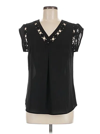 Pre-owned Daniel Rainn Short Sleeve Blouse In Black