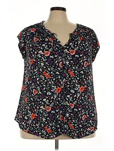 Pre-owned Daniel Rainn Short Sleeve Blouse In Black