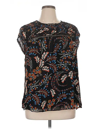 Pre-owned Daniel Rainn Short Sleeve Blouse In Black