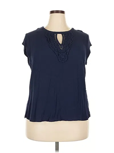 Pre-owned Daniel Rainn Short Sleeve Blouse In Blue