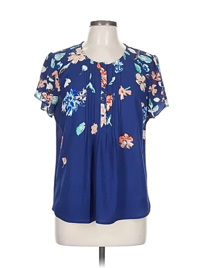 Pre-owned Daniel Rainn Short Sleeve Blouse In Blue
