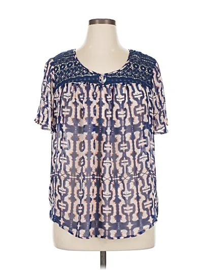 Pre-owned Daniel Rainn Short Sleeve Blouse In Blue