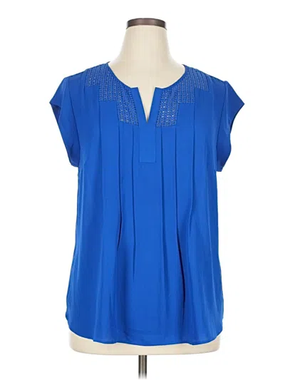 Pre-owned Daniel Rainn Short Sleeve Blouse In Blue