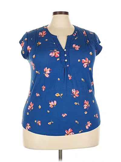 Pre-owned Daniel Rainn Short Sleeve Blouse In Blue