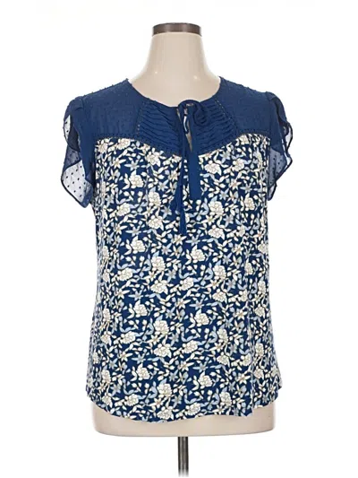 Pre-owned Daniel Rainn Short Sleeve Blouse In Blue