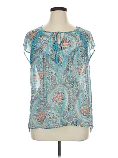 Pre-owned Daniel Rainn Short Sleeve Blouse In Blue