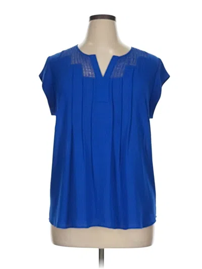 Pre-owned Daniel Rainn Short Sleeve Blouse In Blue