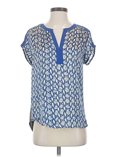 Pre-owned Daniel Rainn Short Sleeve Blouse In Blue
